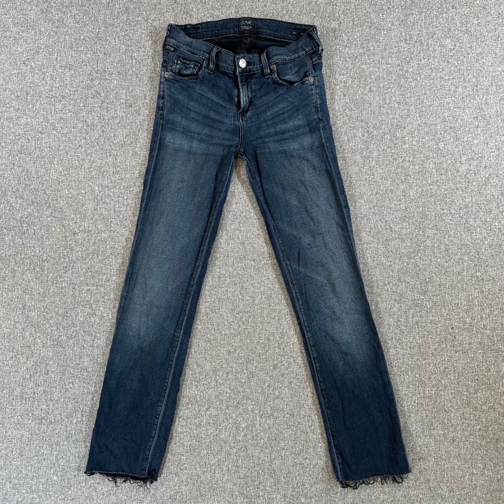 Citizens of Humanity Jeans Womens 26 Ava Low Rise Straight Leg Blue Raw Hem
